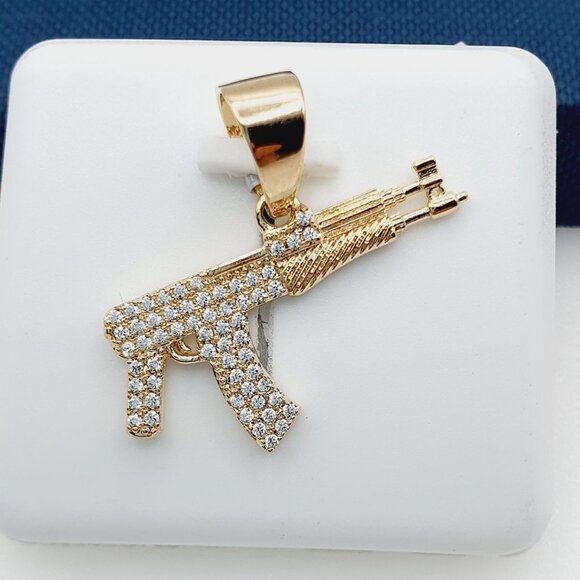 "14K Gold Plated Cubic Zircon Pendant, INUS1BR071 - Picture 1 of 10